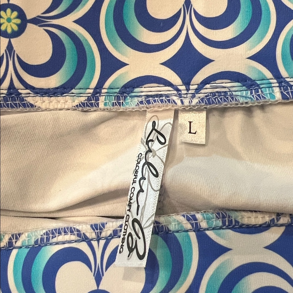 Lulu B Blue Floral Geometric Athletic Skirt with Built In Shorts - Picture 5 of 6